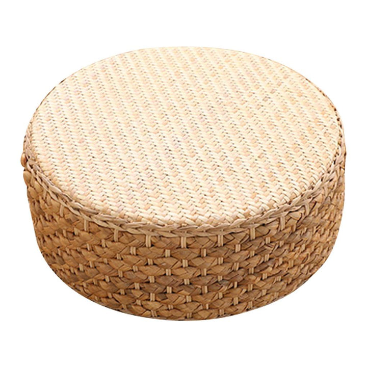 Wooden Ottoman Rattan Small Sitting Foot Stool for Living Room Bedroom Balcony, Ottoman-A