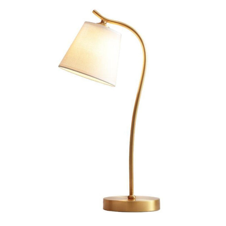 Table Lamp Copper Linen Desktop Light Bedside Lighting Decoration for Living Room Bedroom US Plug