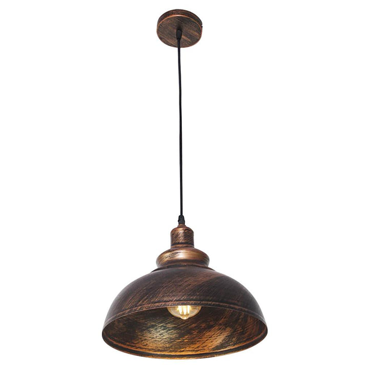Pendant Lamp Iron Round Hanging Light Vintage Lighting with Lampshade for Living Room Bedroom
