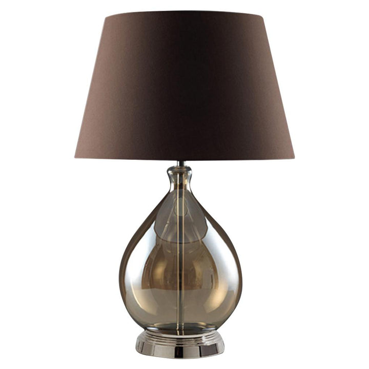 Table Lamp Glass Beside Desk Light Lighting with Hand-woven Lampshade for Bedroom Study Room