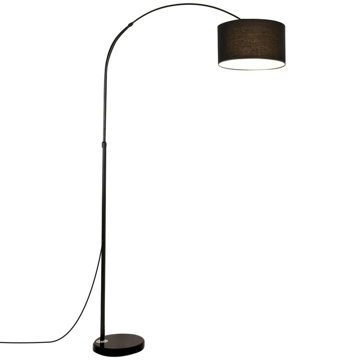Floor Lamp Fishing Standing Light Adjustable Lighting with Linen Fabric Lampshade for Bedroom Study Room