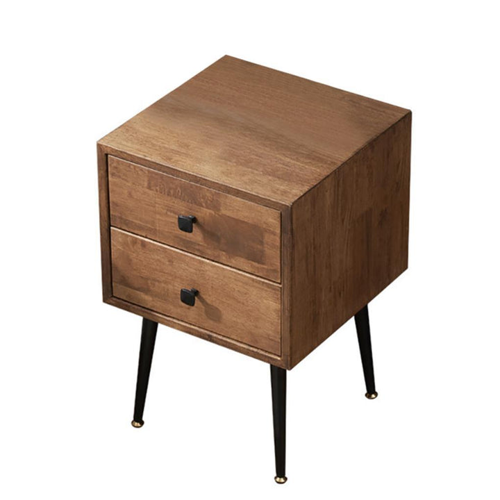 Wooden Nightstand with 2 Drawers End Side Table Bedside Storage Furniture for Bedroom, Brown