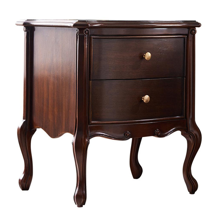 Bedside Table Solid Wood Storage Cabinet Nightstand with 2 Drawers for Bedroom Living Room Office