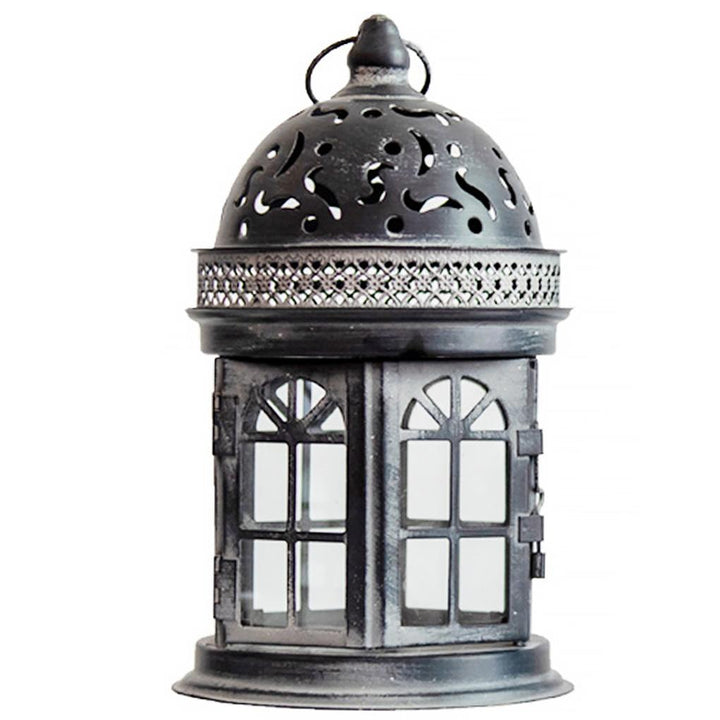 Hanging Candle Holder Iron Candlestick Outdoor Decorative Tower Lantern for Indoor Courtyard D