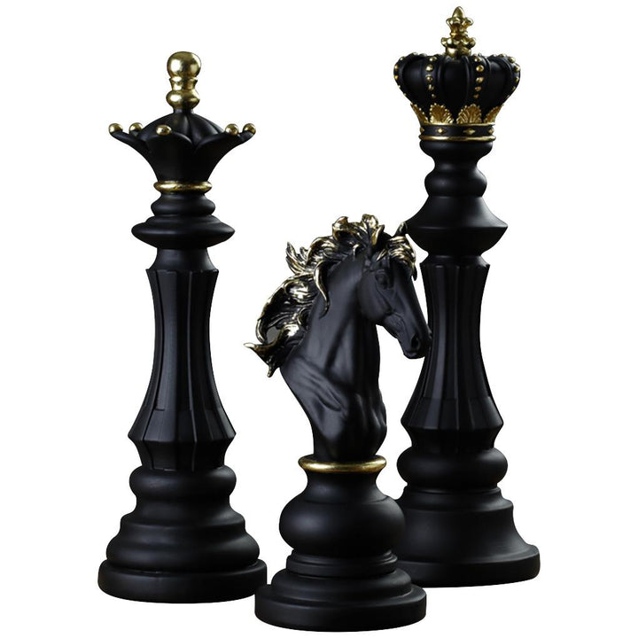 3Pcs Resin Chess Ornaments Rustic Home Decorations Figurines Statues Craft for TV Wine Cabinet Office