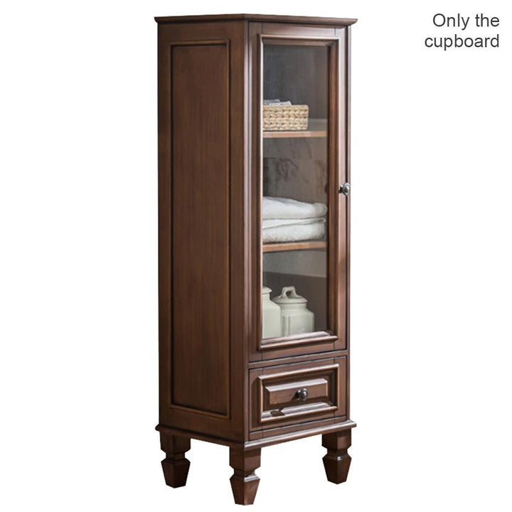 Solid Wood Display Stand Bathroom Toilet Storage Rack Cabinet Book Shelf Bookcase with Drawer
