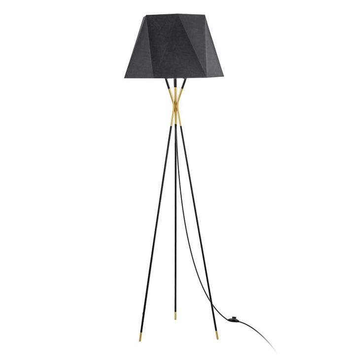 Floor Lamp Triangular Iron Standing Light Lighting with Linen Lampshade for Bedroom Living Room