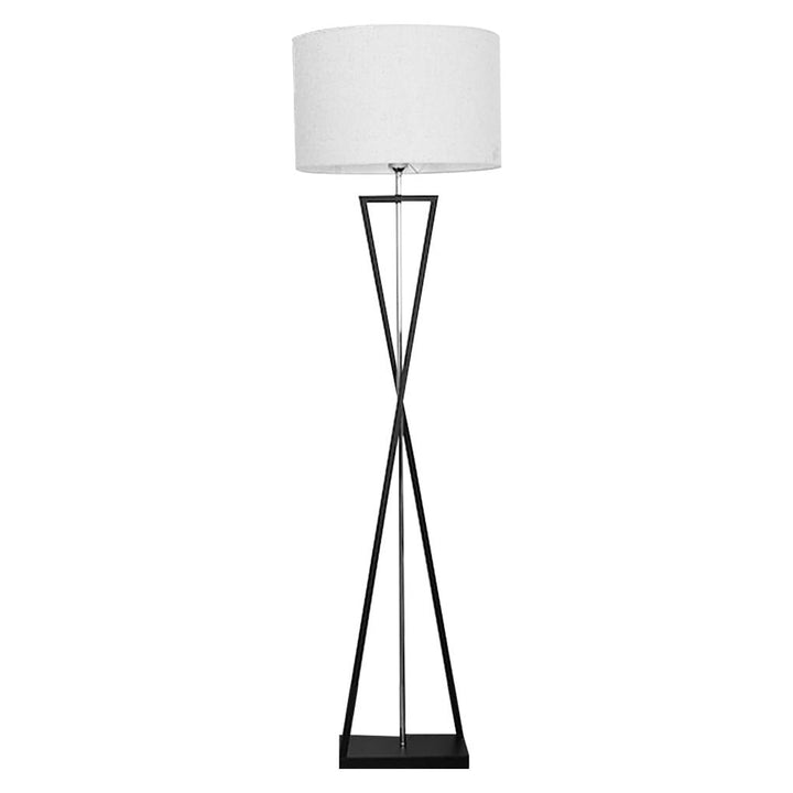Floor Lamp X-shaped Iron Standing Light Lighting with Linen Lampshade for Bedroom Living Room