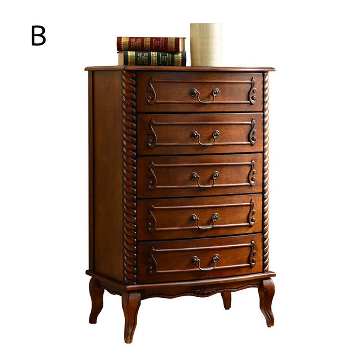 Storage Cabinet Solid Wood Vintage Bedside Table with Drawers for Bedroom Living Room Office, B