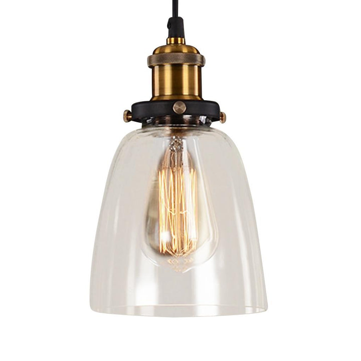 Pendant Lamp Iron Hanging Light Lighting with Clear Glass Lampshade for Dining Room Bedroom B